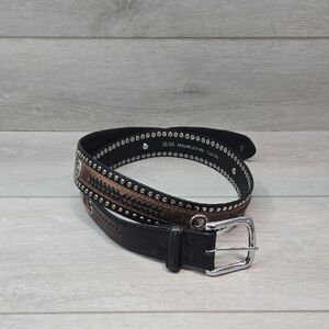 Vintage Men's Black& Brown 38/95 7121-036 Leather Belt